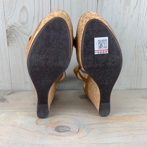 UGG DILLION LEATHER CORK WEDGE HEELS - Picture 5 of 5